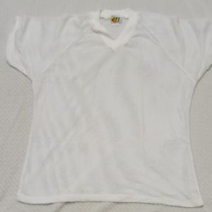 White Pocket V-Neck Top -  see through